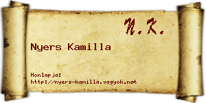 Nyers Kamilla névjegykártya